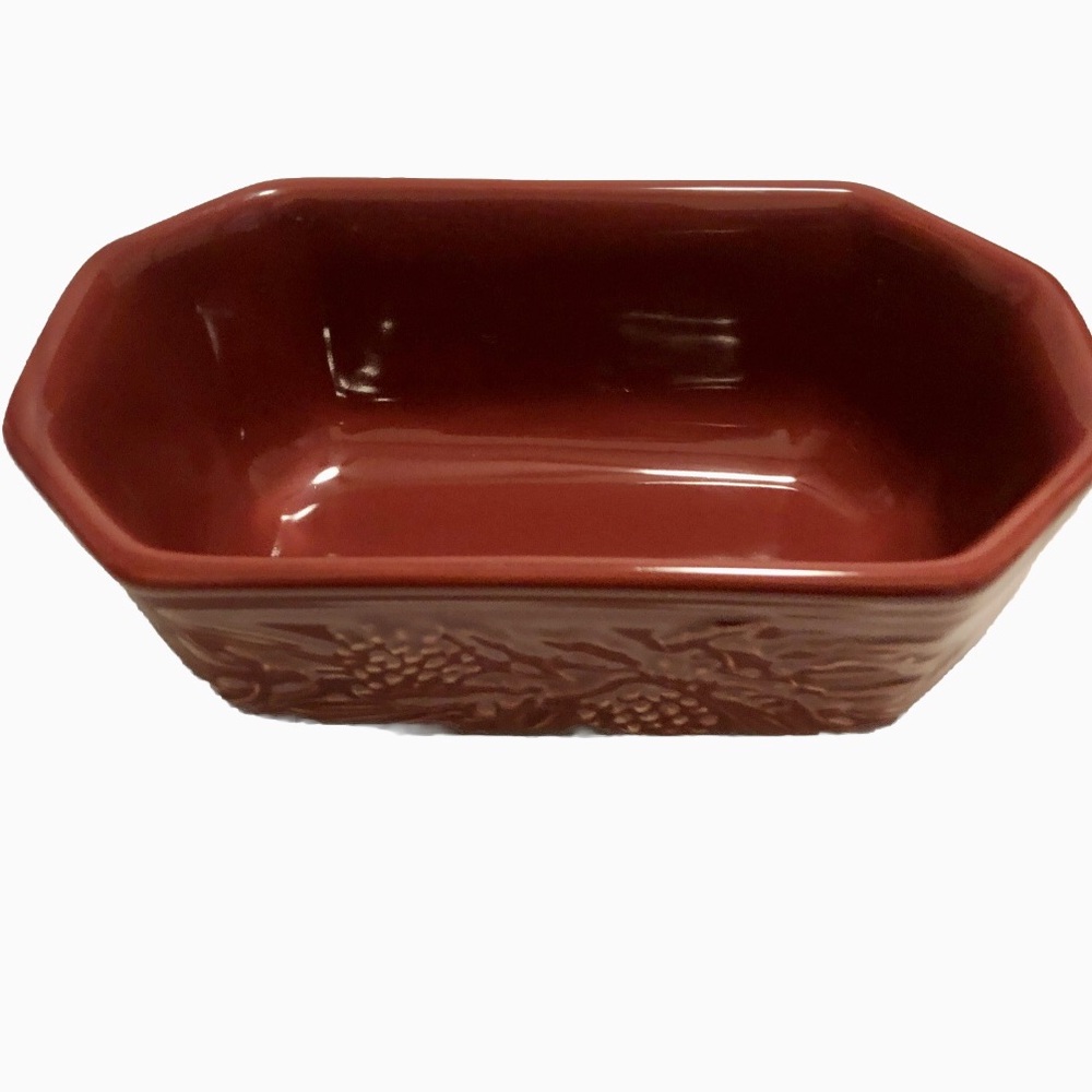 Longaberger Nature's Garland Embossed pottery stoneware Side Dish - Paprika - Picture 4 of 10